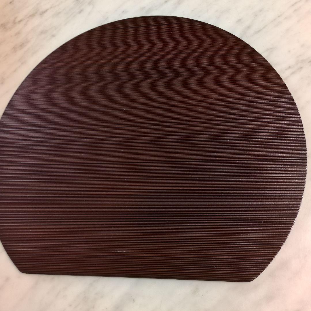 漆ヘギ木両面半月　黒赤ラウンド膳6枚セット