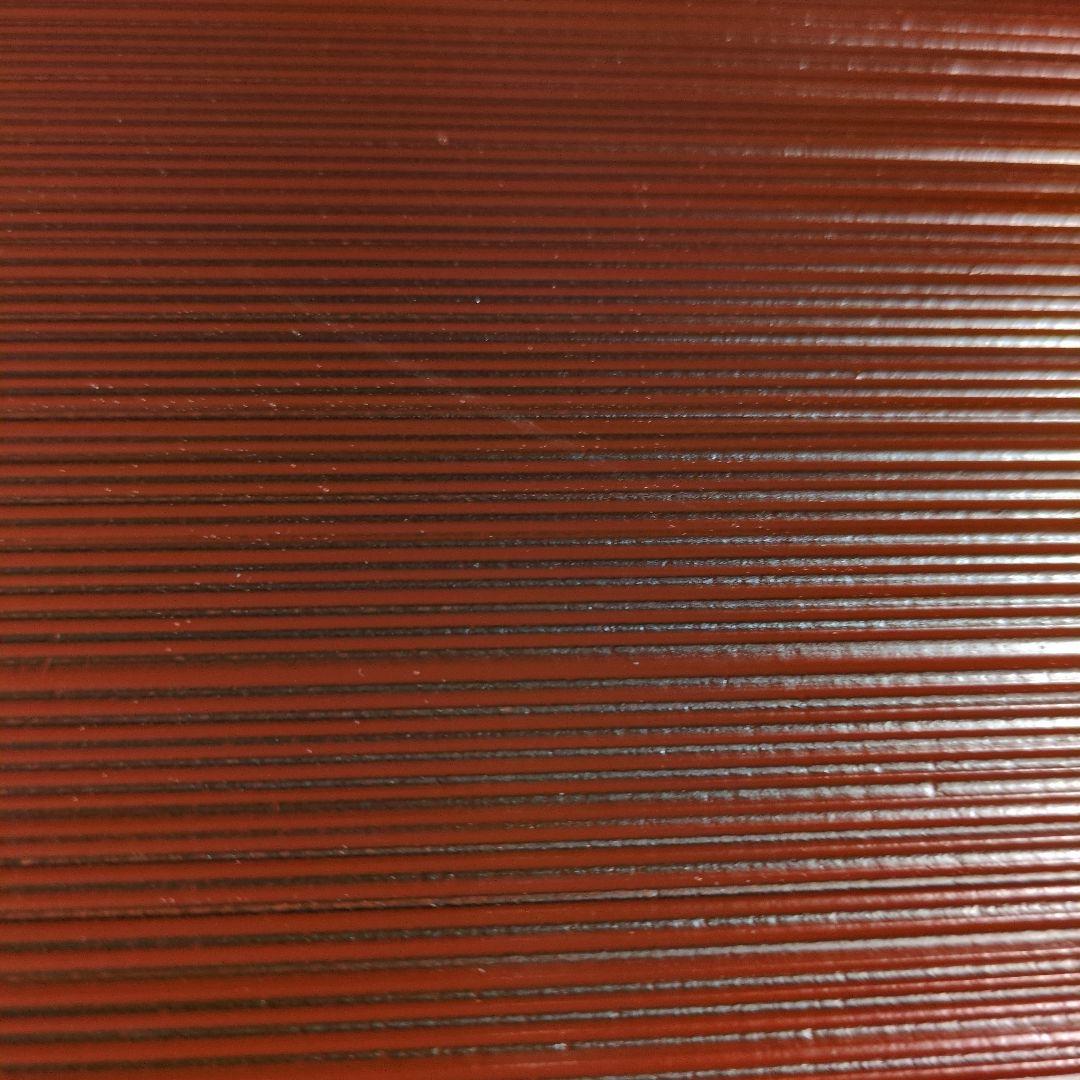 漆ヘギ木両面半月　黒赤ラウンド膳6枚セット