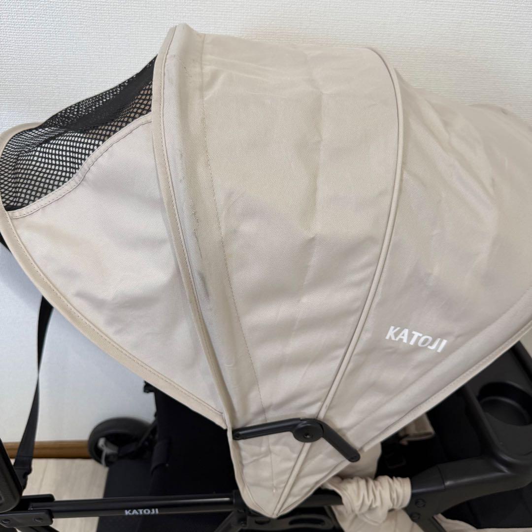 【美品】カトージ2人乗りベビーカー 二人でゴー ベージュ