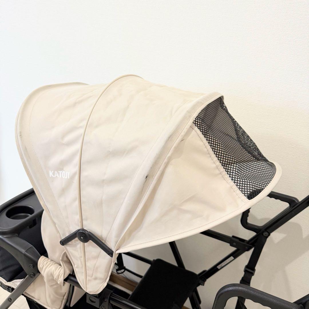 【美品】カトージ2人乗りベビーカー 二人でゴー ベージュ