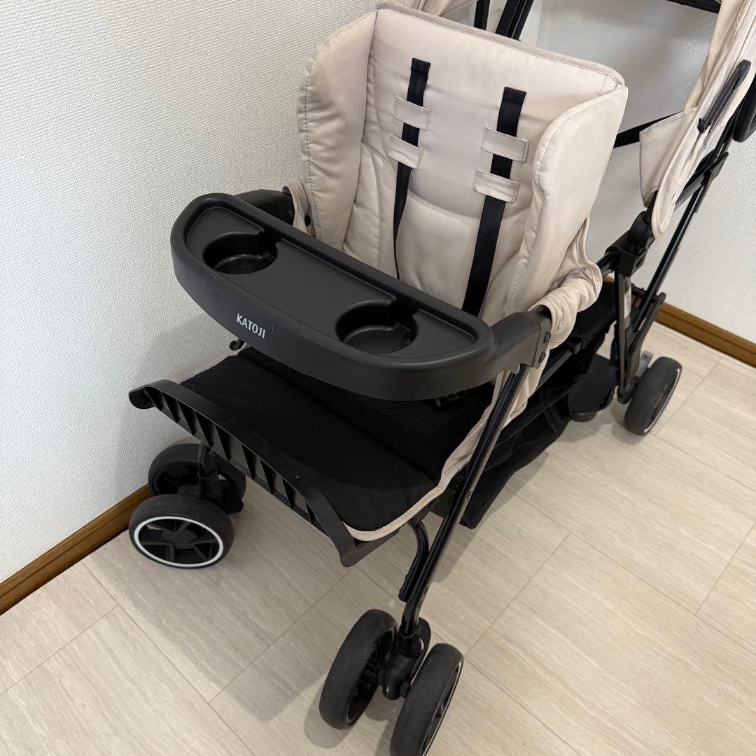 【美品】カトージ2人乗りベビーカー 二人でゴー ベージュ