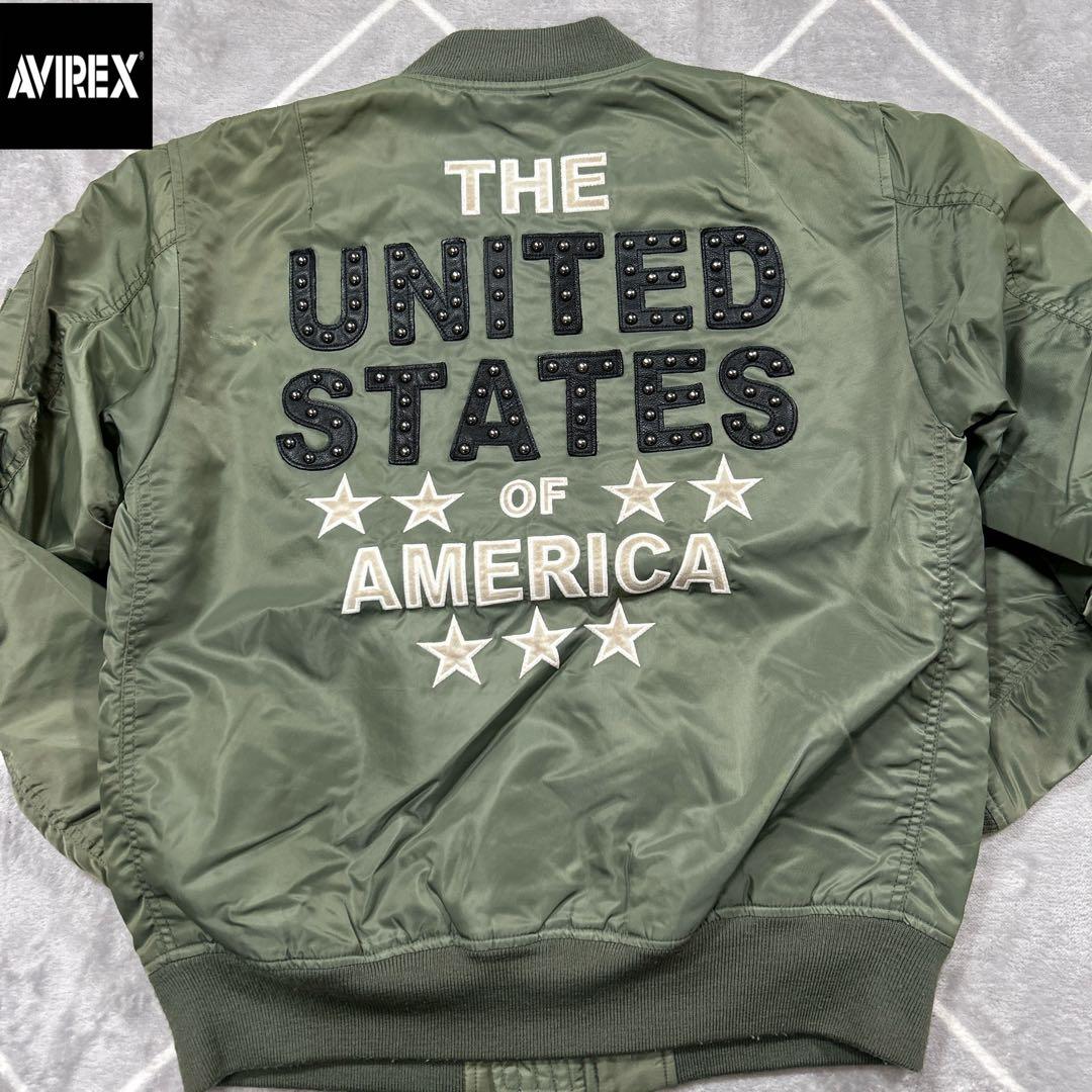 【☆希少品XL☆】破格AVIREX フライトジャケット XL カーキ バックロゴ