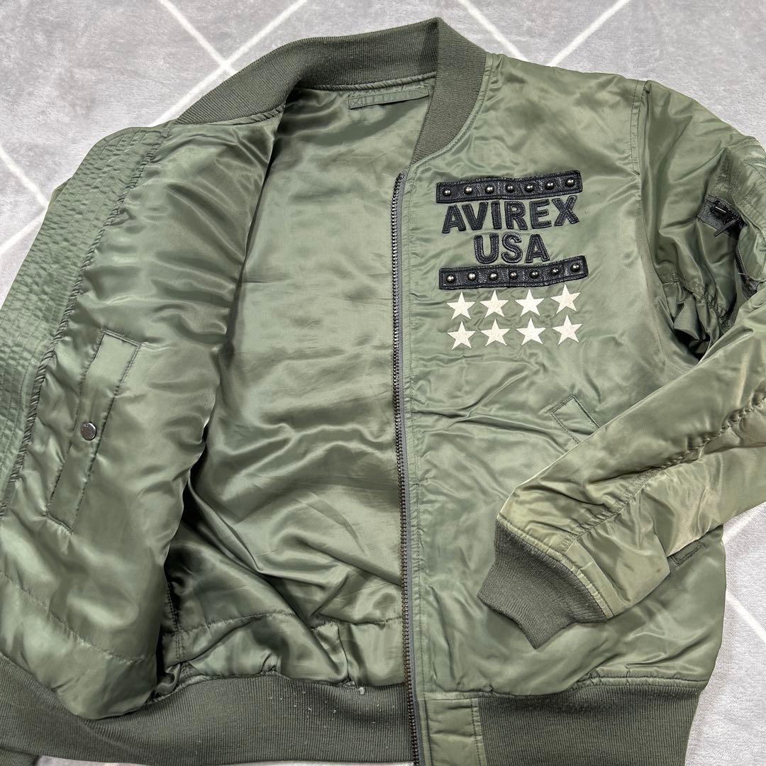 【☆希少品XL☆】破格AVIREX フライトジャケット XL カーキ バックロゴ