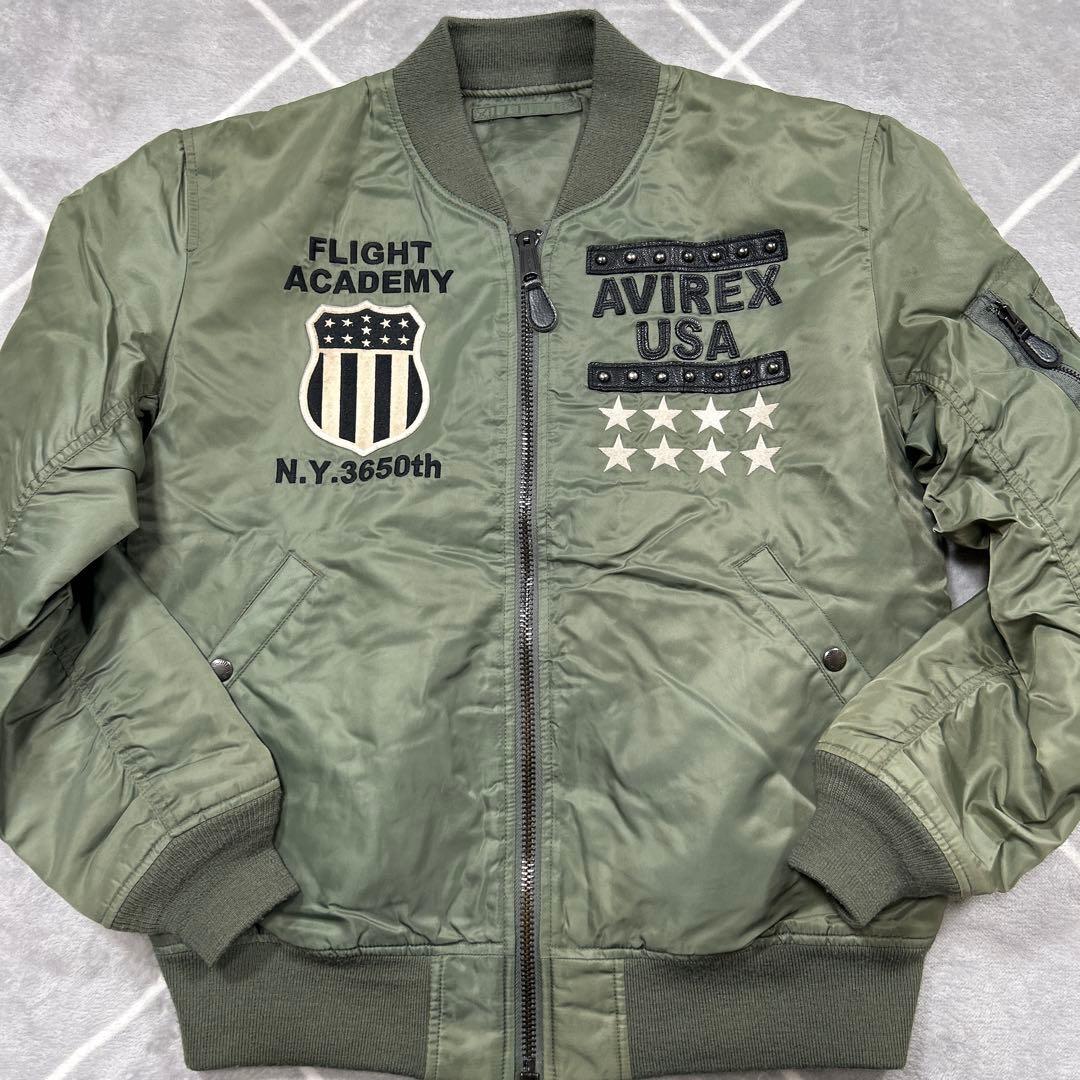 【☆希少品XL☆】破格AVIREX フライトジャケット XL カーキ バックロゴ