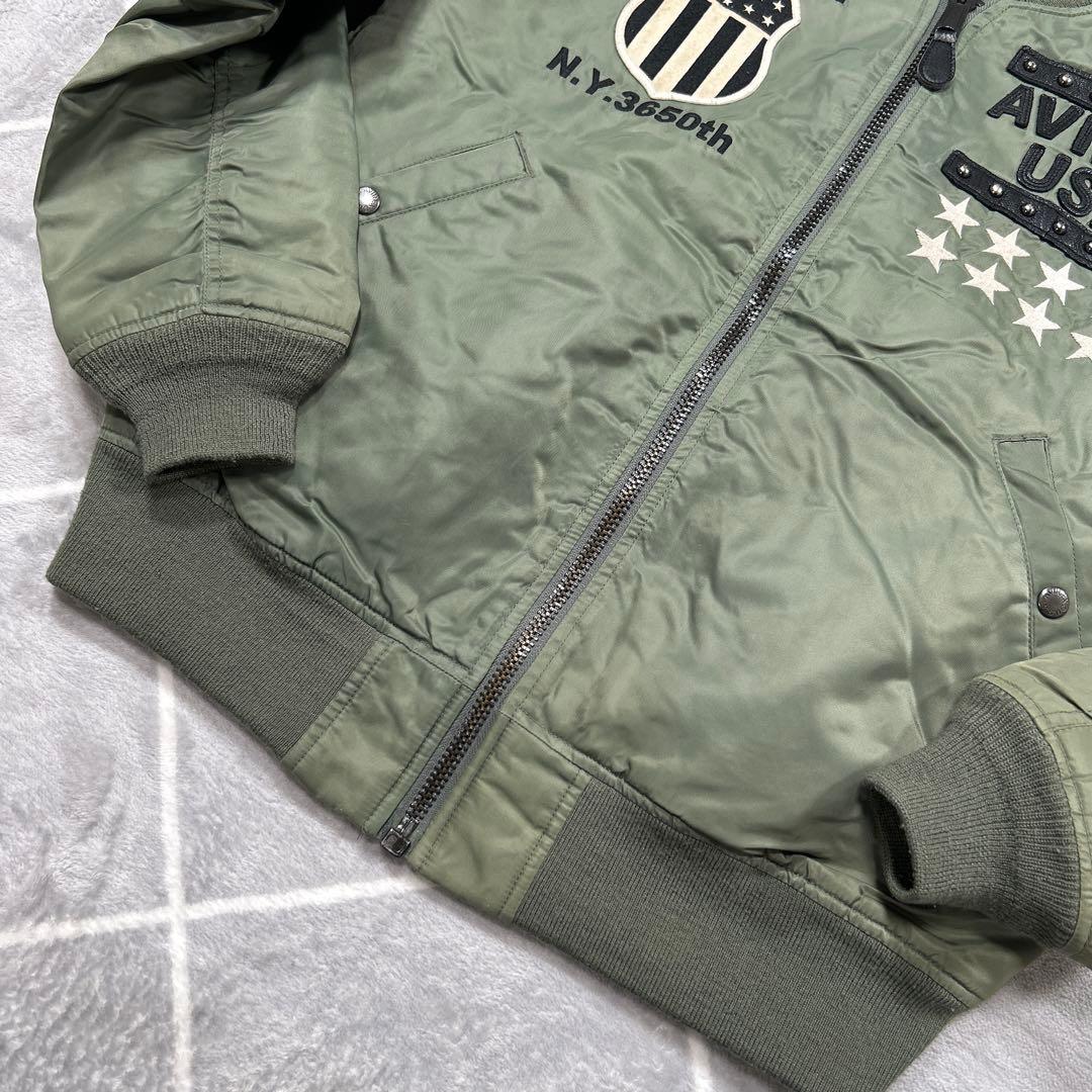 【☆希少品XL☆】破格AVIREX フライトジャケット XL カーキ バックロゴ