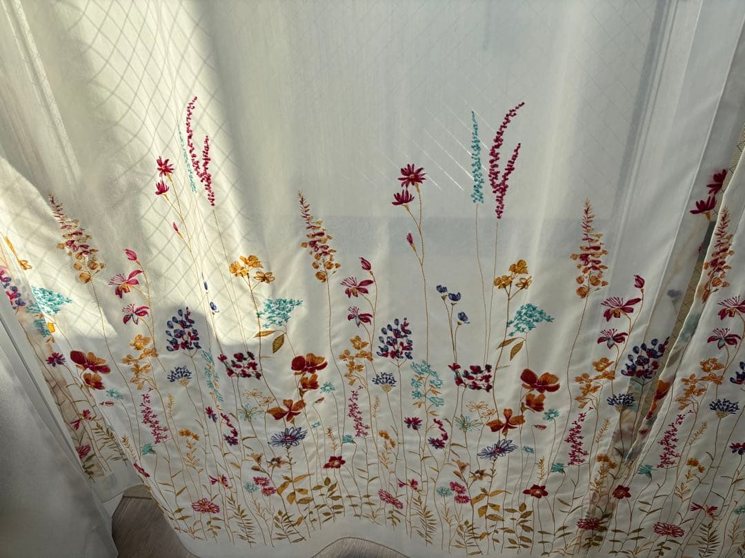 花柄刺繍 オーダーレースカーテン スミノエ