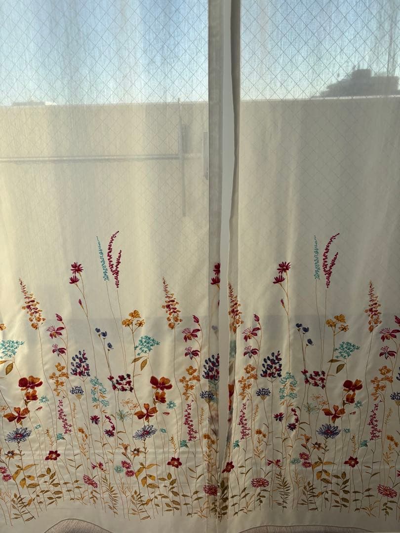 花柄刺繍 オーダーレースカーテン スミノエ
