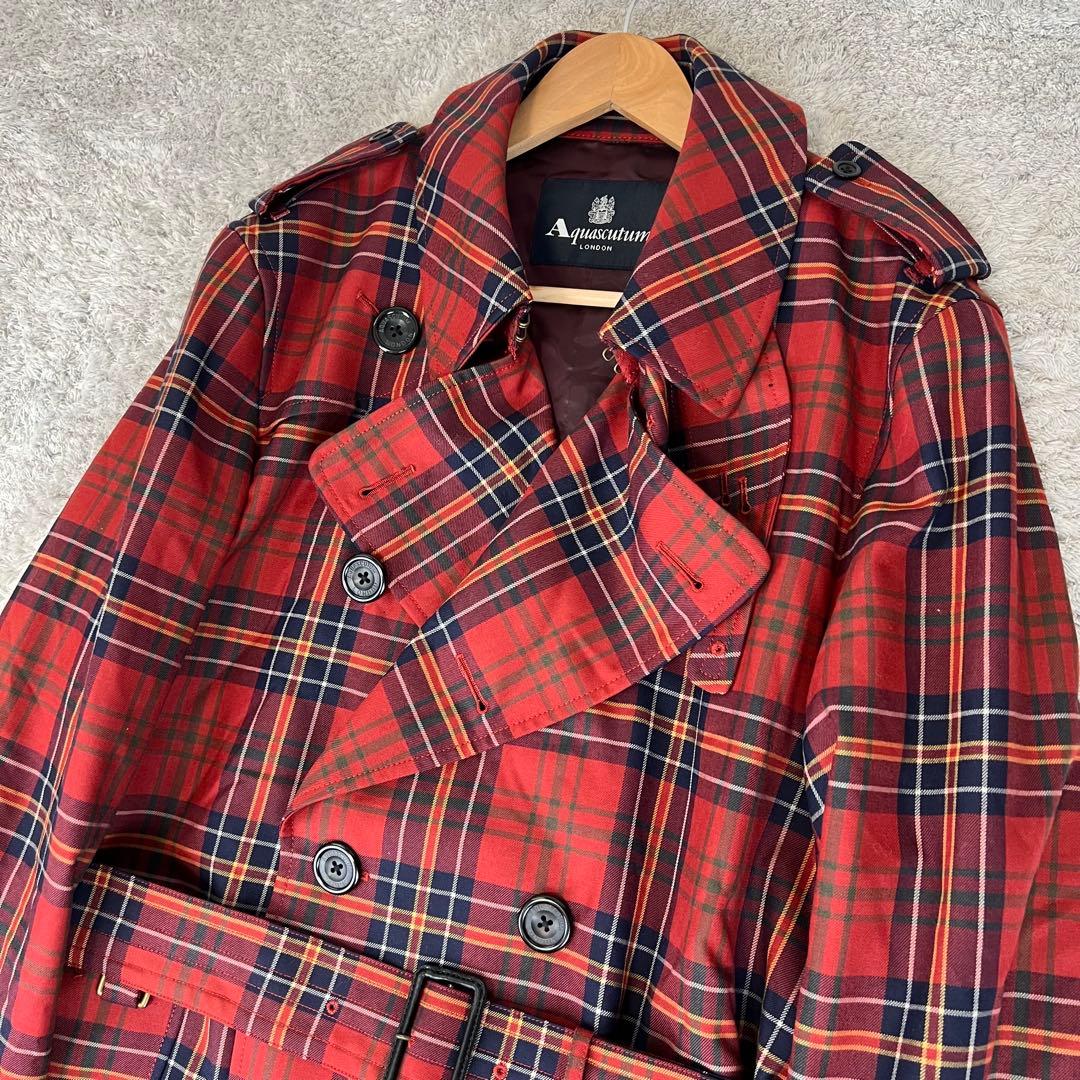 Aquascutum アクアスキュータム　トレンチコート　赤チェック　42