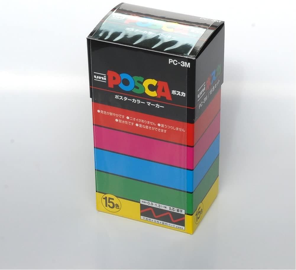 posca 三菱鉛筆 水性　 ポスカ 細字 丸芯 15色 PC3M15C　20箱