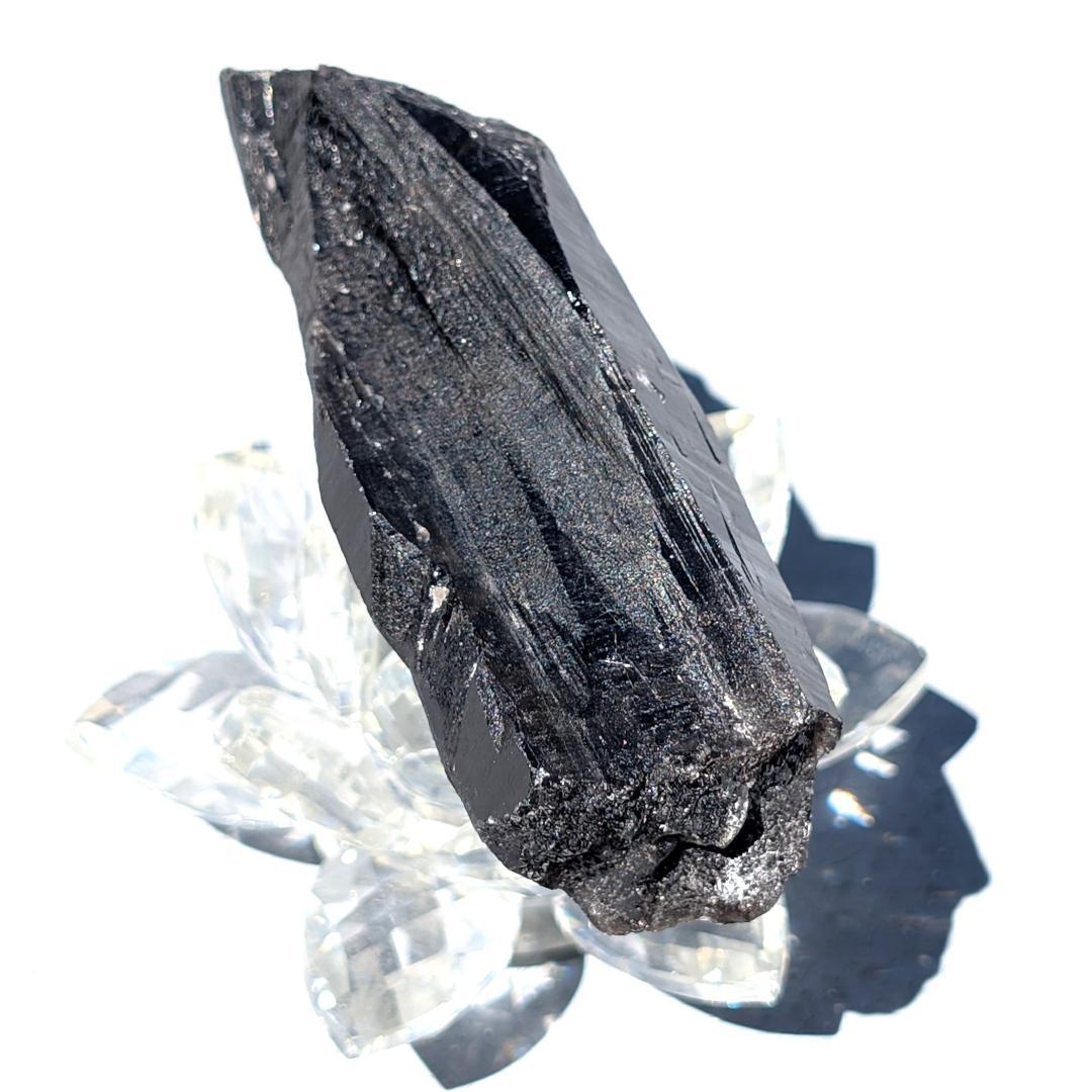 一点物 モリオン原石 山東省産 黒水晶 130g 成長線が著しい 邪気払いの石