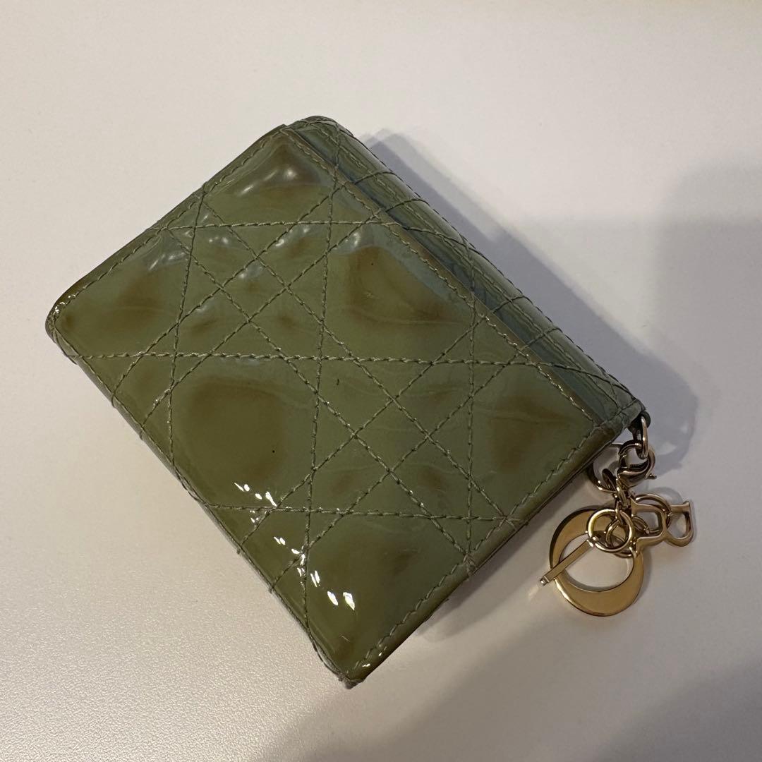 ディオール　Dior グリーン カーキ　三つ折り財布 緑　カナージュ