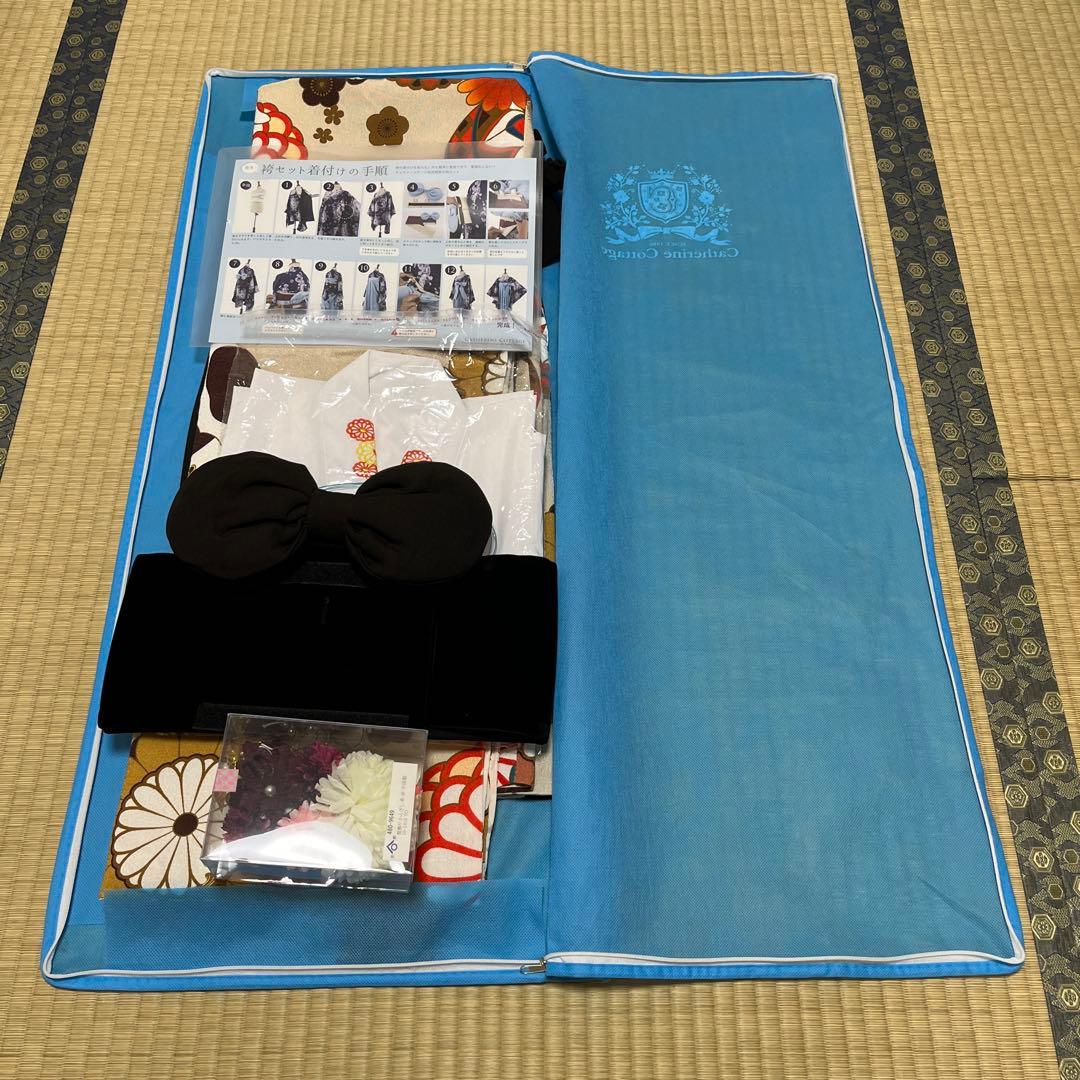 おうちで着付け簡単袴セット、150、髪飾り付き、卒業式