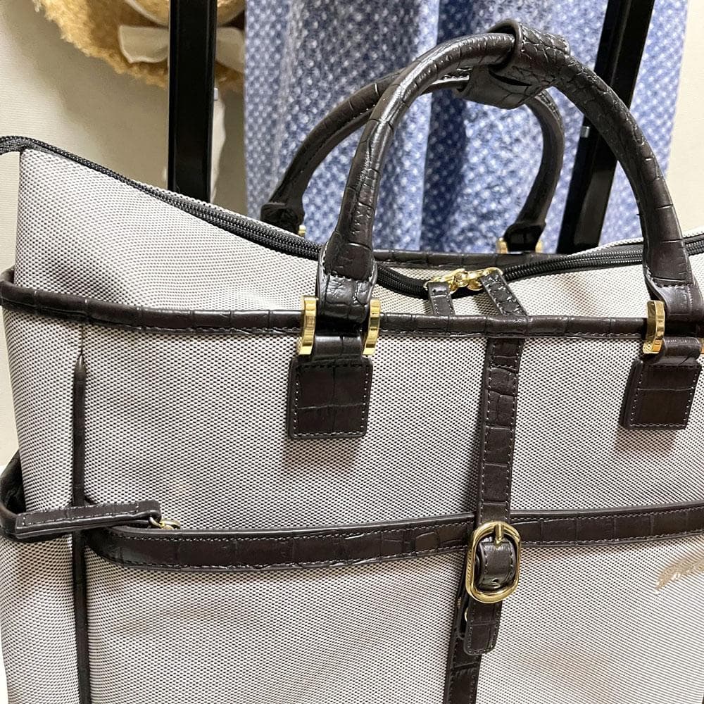 極美品 希少 SWANYスワニー キャンバス 型押し 2way キャリーバッグ