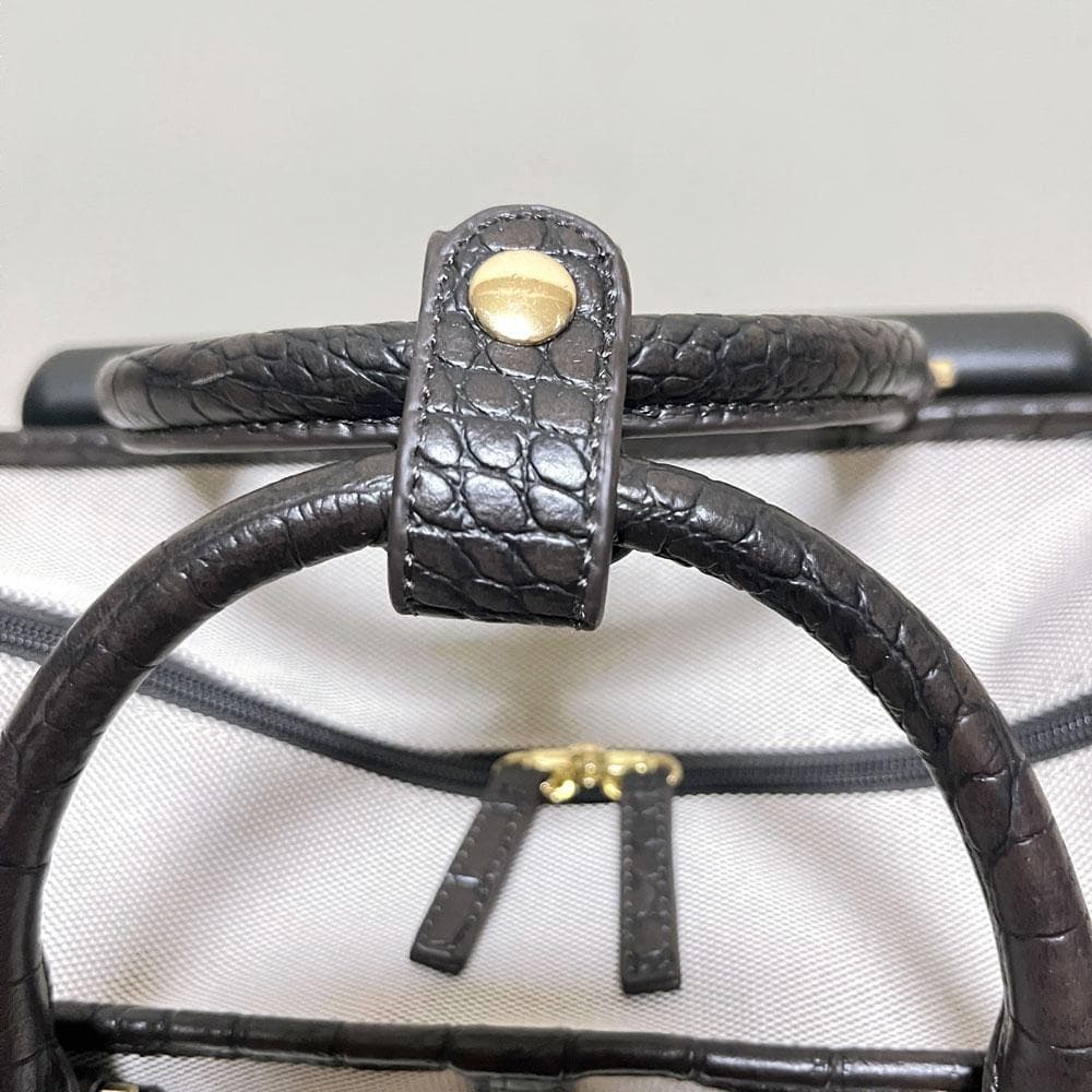 極美品 希少 SWANYスワニー キャンバス 型押し 2way キャリーバッグ