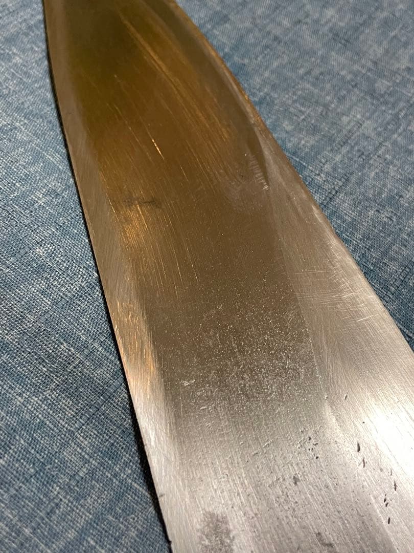 堺金重作　大出刃包丁　白鋼　水牛柄　7尺　刃渡り21センチ