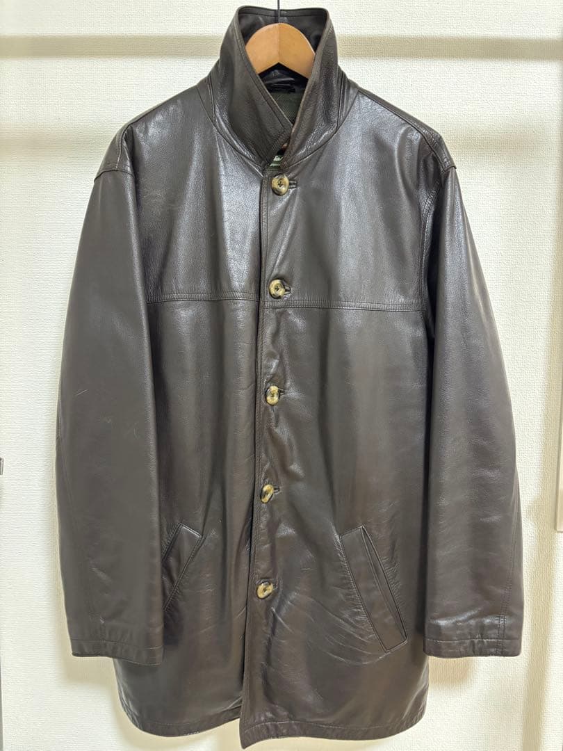 Eddie Bauer ダークブラウン レザーコート カーコート 野村訓一