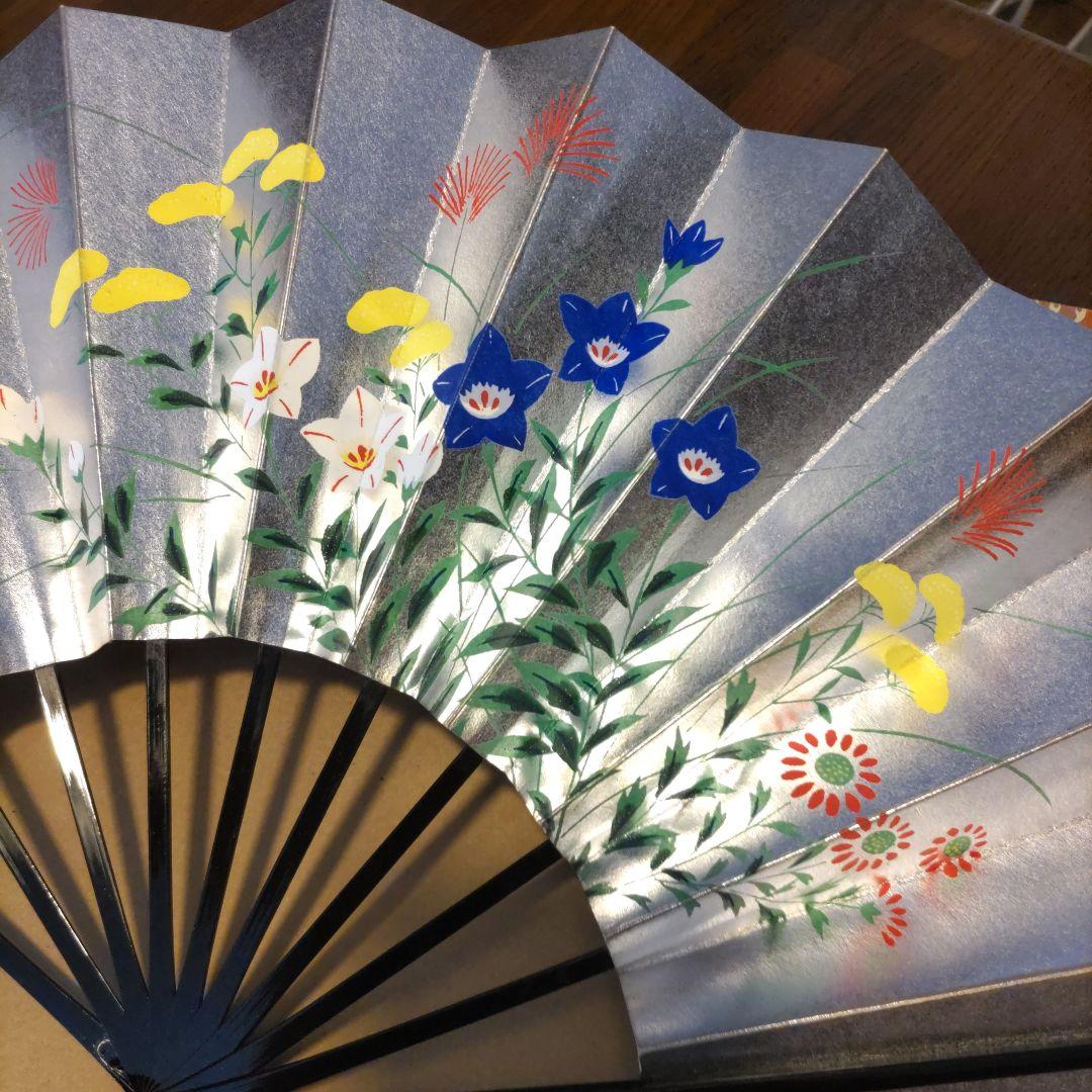 舞扇子 2本セット 金銀　花柄・紅葉柄