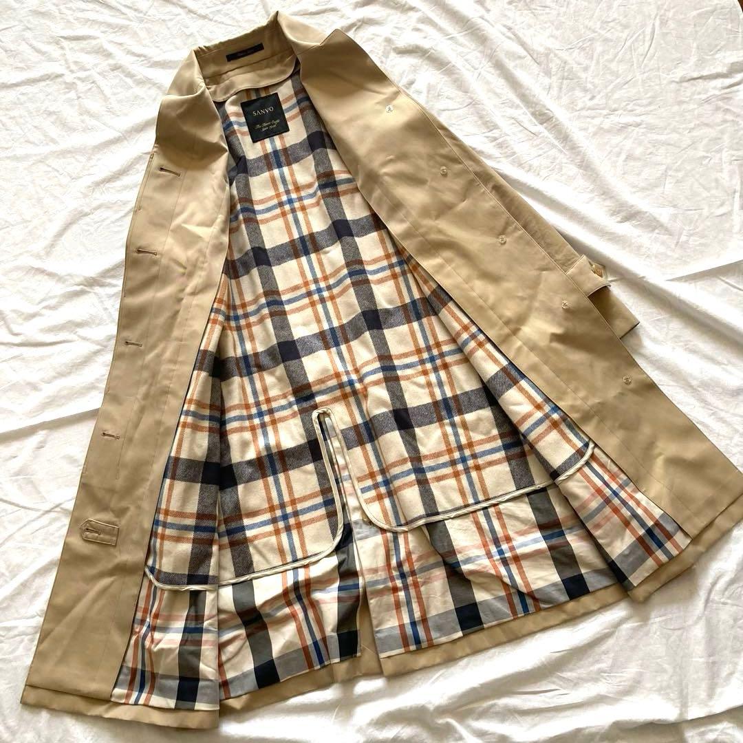 美品　SANYO　ステンカラーコート　100年コート　ライナー付　36　日本製