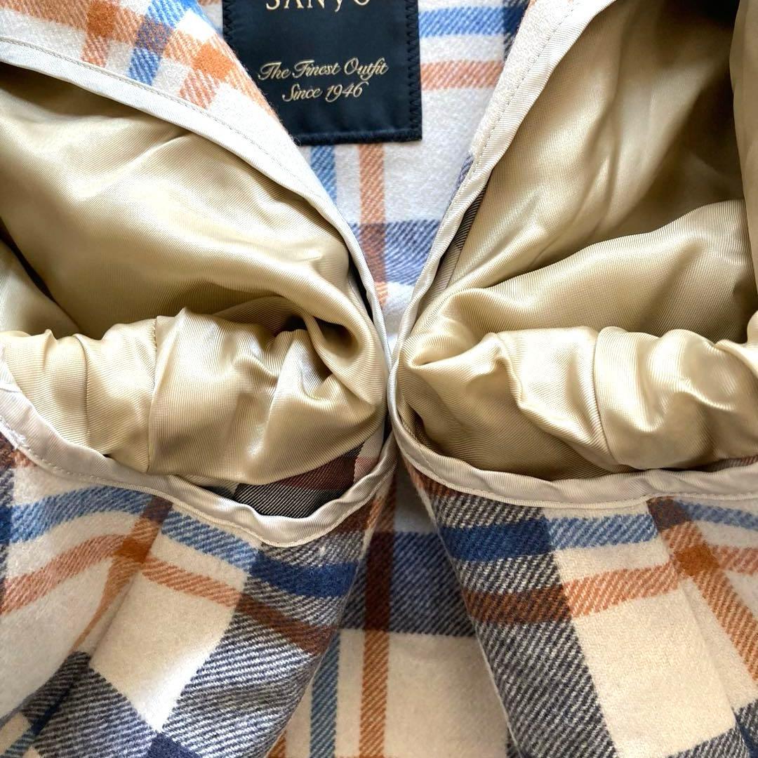 美品　SANYO　ステンカラーコート　100年コート　ライナー付　36　日本製