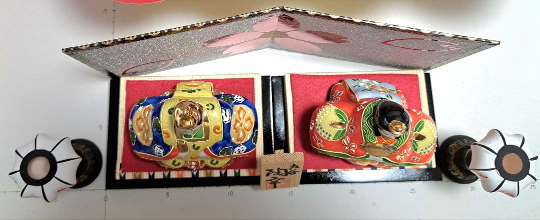 k-⑭九谷焼 ひな人形 3号 親王飾り 陶幸作 黄