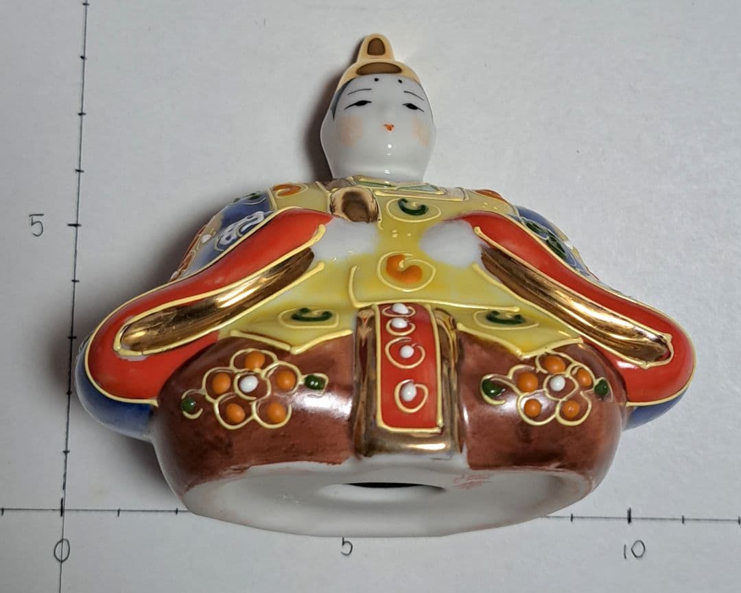 k-⑭九谷焼 ひな人形 3号 親王飾り 陶幸作 黄