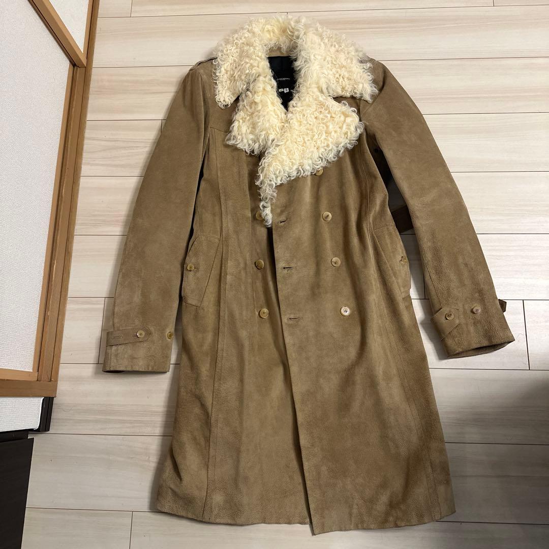 コスチュームナショナルオムスウェードリアルレザートレンチコート ファー付き