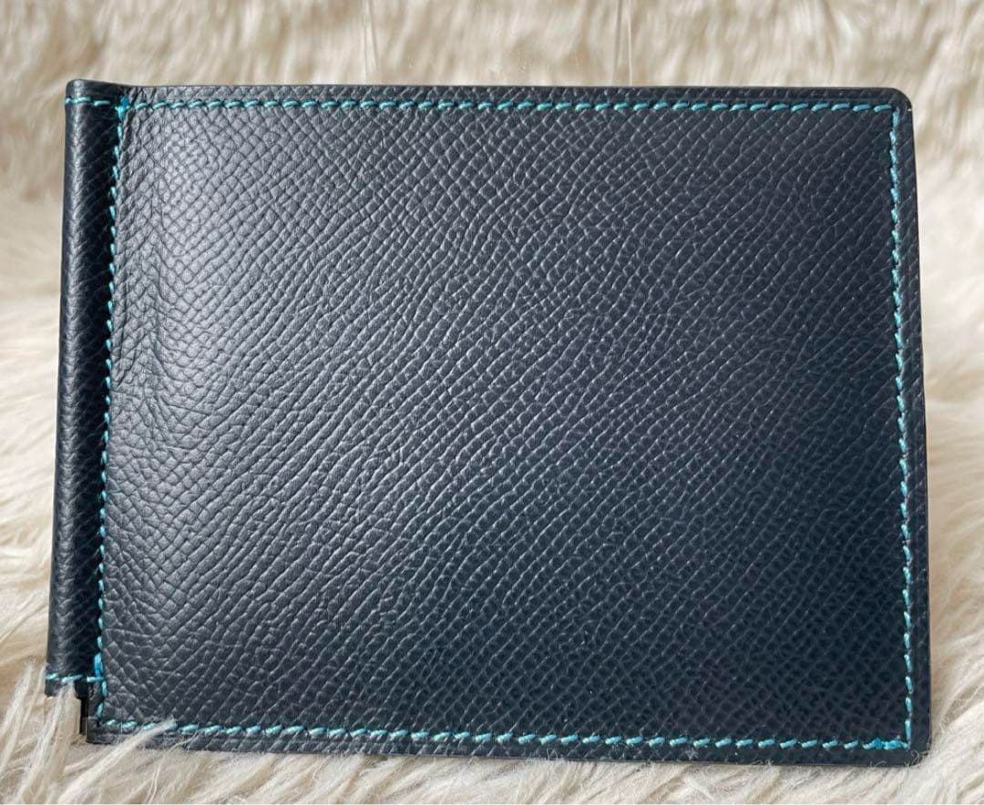 未使用級✨ ブルックリンミュージアム 二つ折り財布 マネークリップ ネイビー