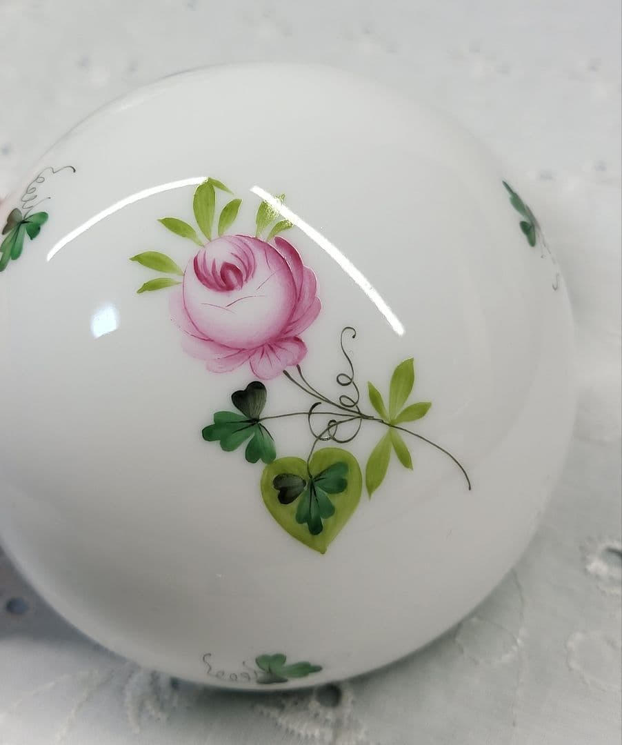 美品✨ヘレンド ウィーンの薔薇 ボンボニエール 小物入れ ピンクバラ 丸