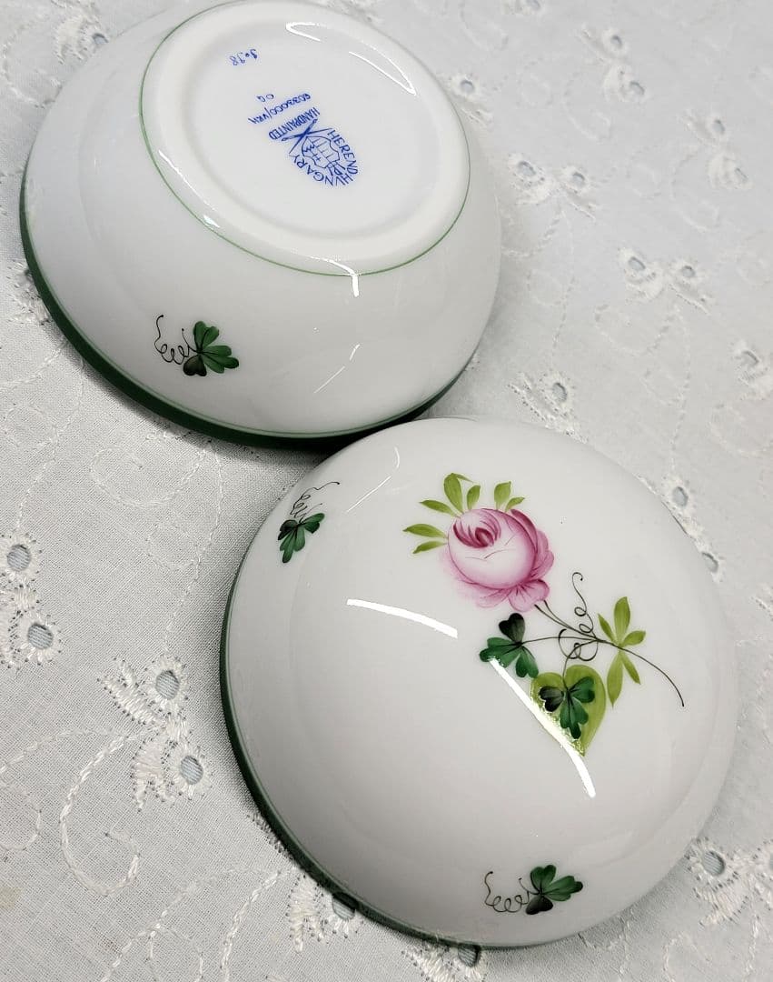 美品✨ヘレンド ウィーンの薔薇 ボンボニエール 小物入れ ピンクバラ 丸