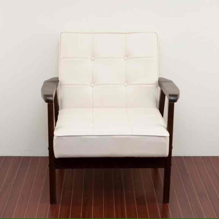 レトロソファ　PVC　一人掛け　BK/WH