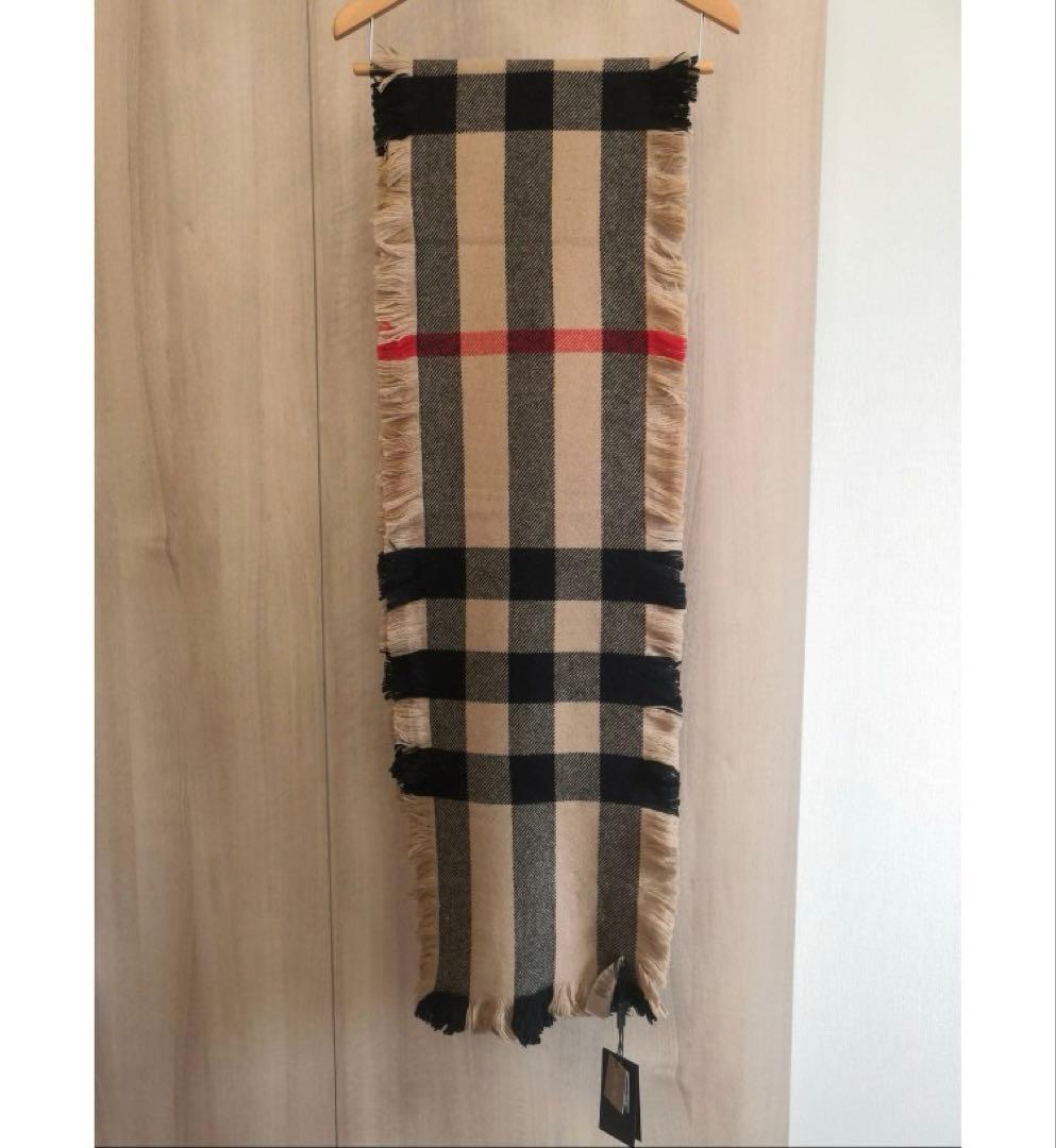 新品未使用BURBERRY バーバリー スカーフマフラー サイドフリンジ ウール