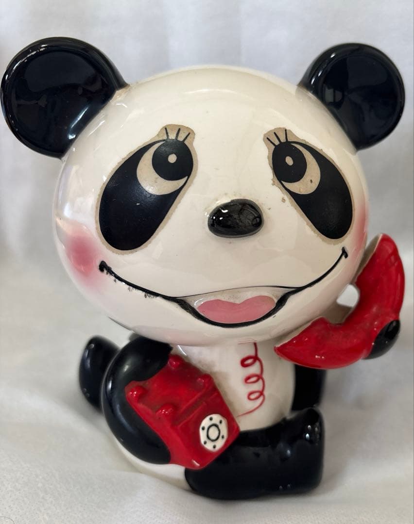 ☆希少☆昭和レトロ　内藤ルネ　パンダ赤電話　陶器貯金箱