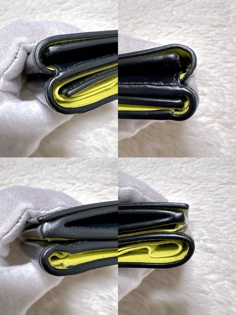 ⭐︎極美品⭐︎バレンシアガ エッセンシャル 三つ折り財布 レザー ブラック イエロー