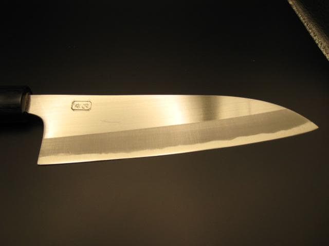 [新品未使用] 三徳包丁180mm 白紙1号 磨き仕上げ 紫檀 丸形