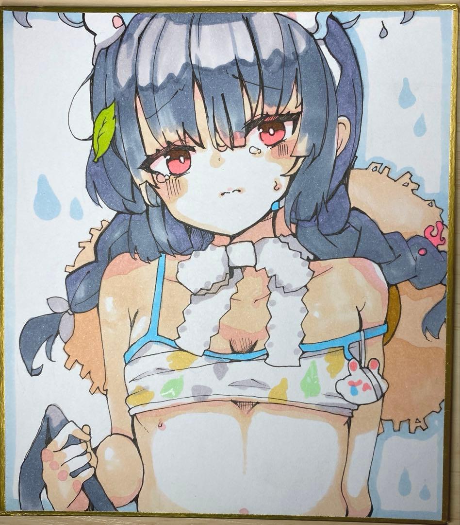 と*ん様 ブルアカ 水着ミユ ファンアート 色紙