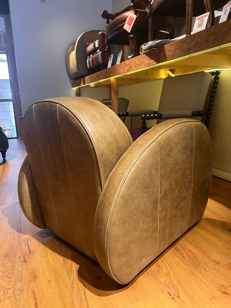 レザー風アームチェア 本革