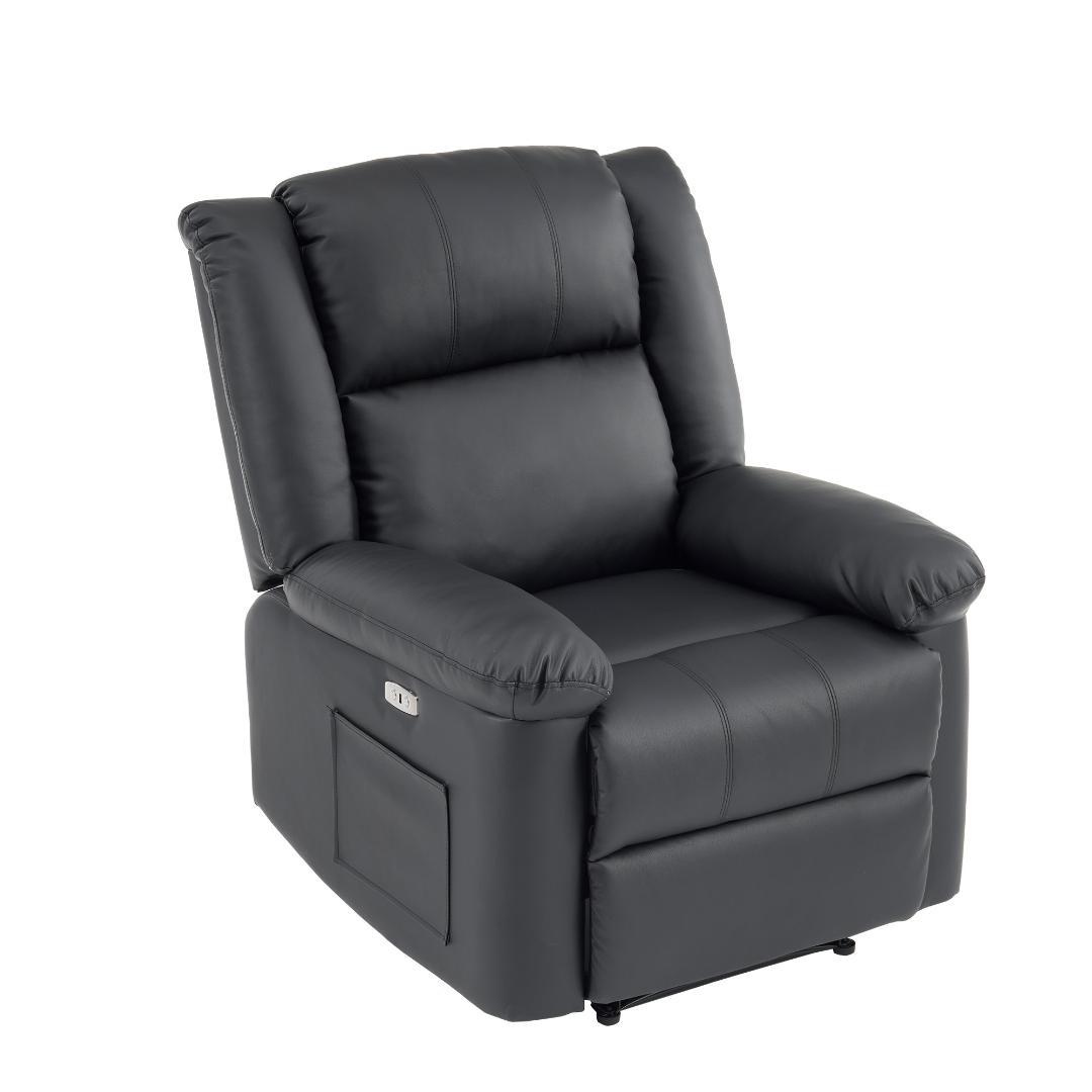 【ブラック】リクライニングチェア テーブル付き リクライニングソファ 電動