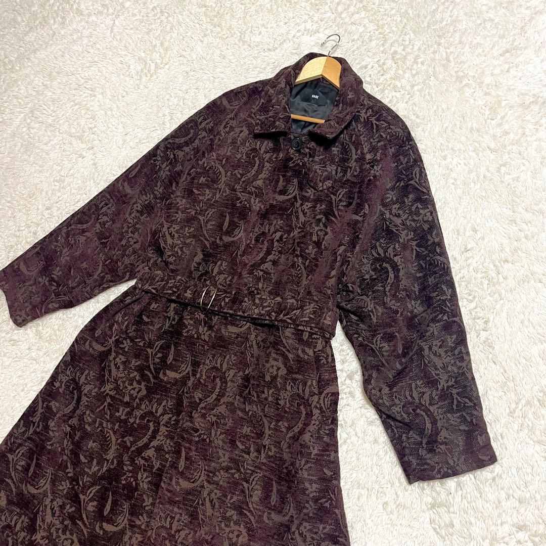 ✨未使用級✨HARE ハレ ステンカラーコート ロング丈 ベルト付 パープル系