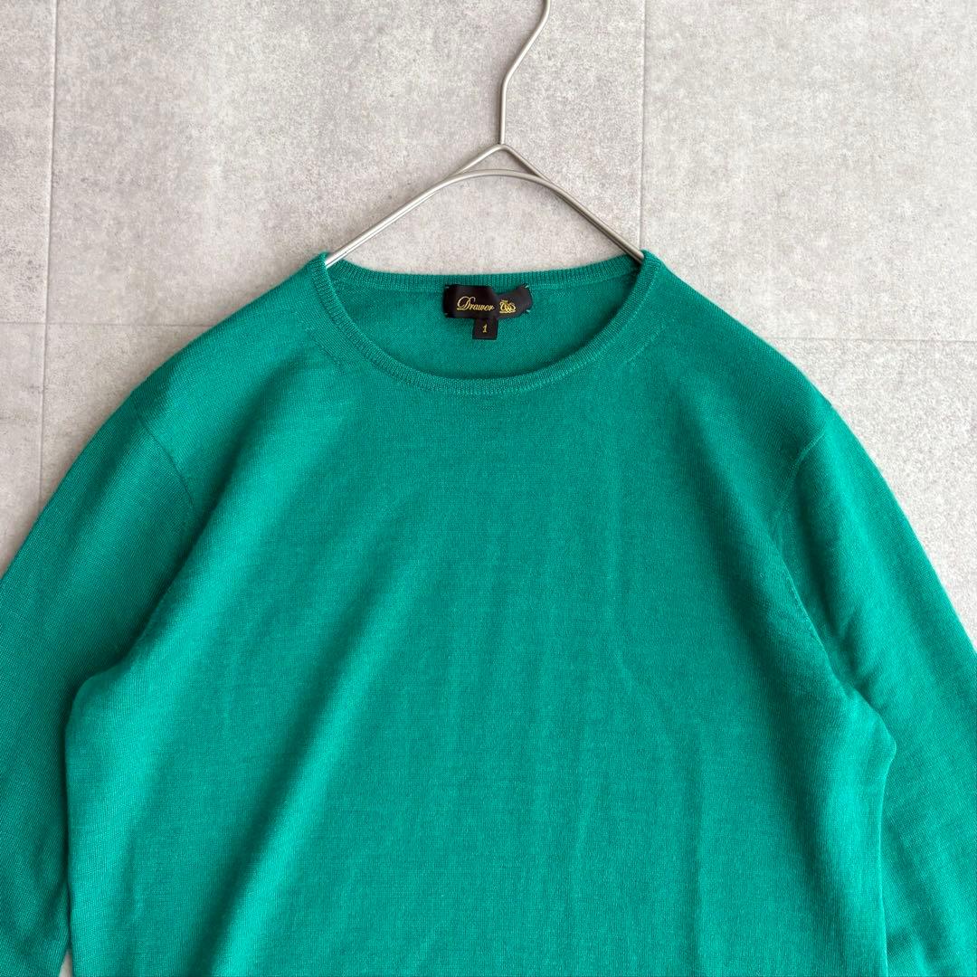 Drawer ドゥロワー カシミヤシルククルーネックニット グリーン 1