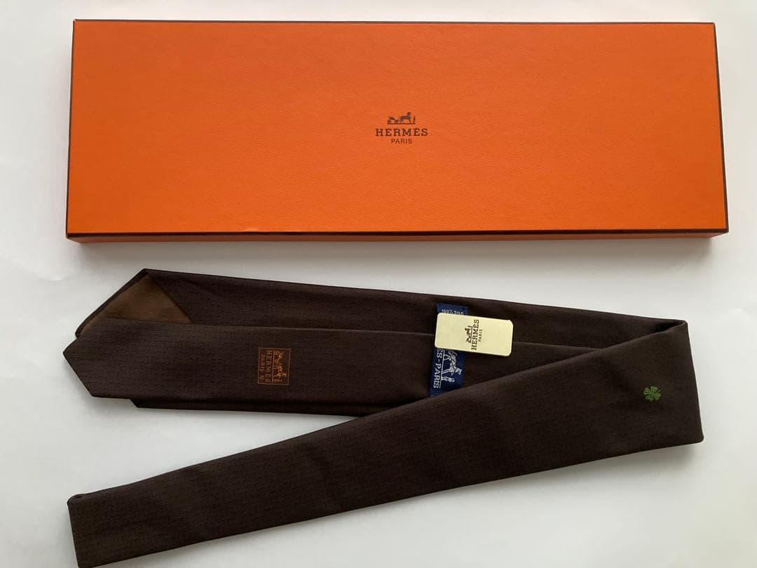 HERMES ダークブラウン ネクタイ