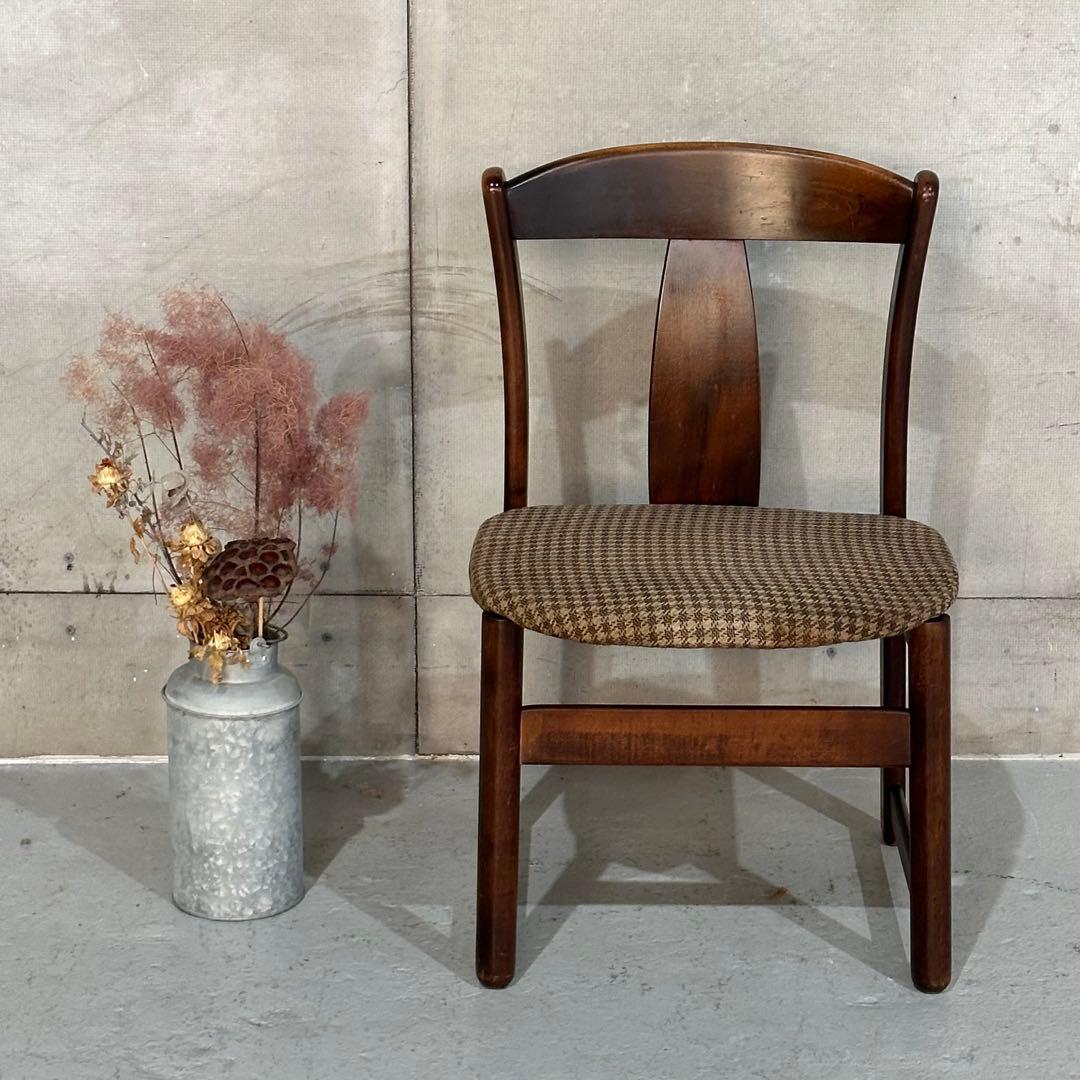 ✿70s✿ 昭和レトロ カリモク ヴィンテージチェア ファブリック 千鳥格子