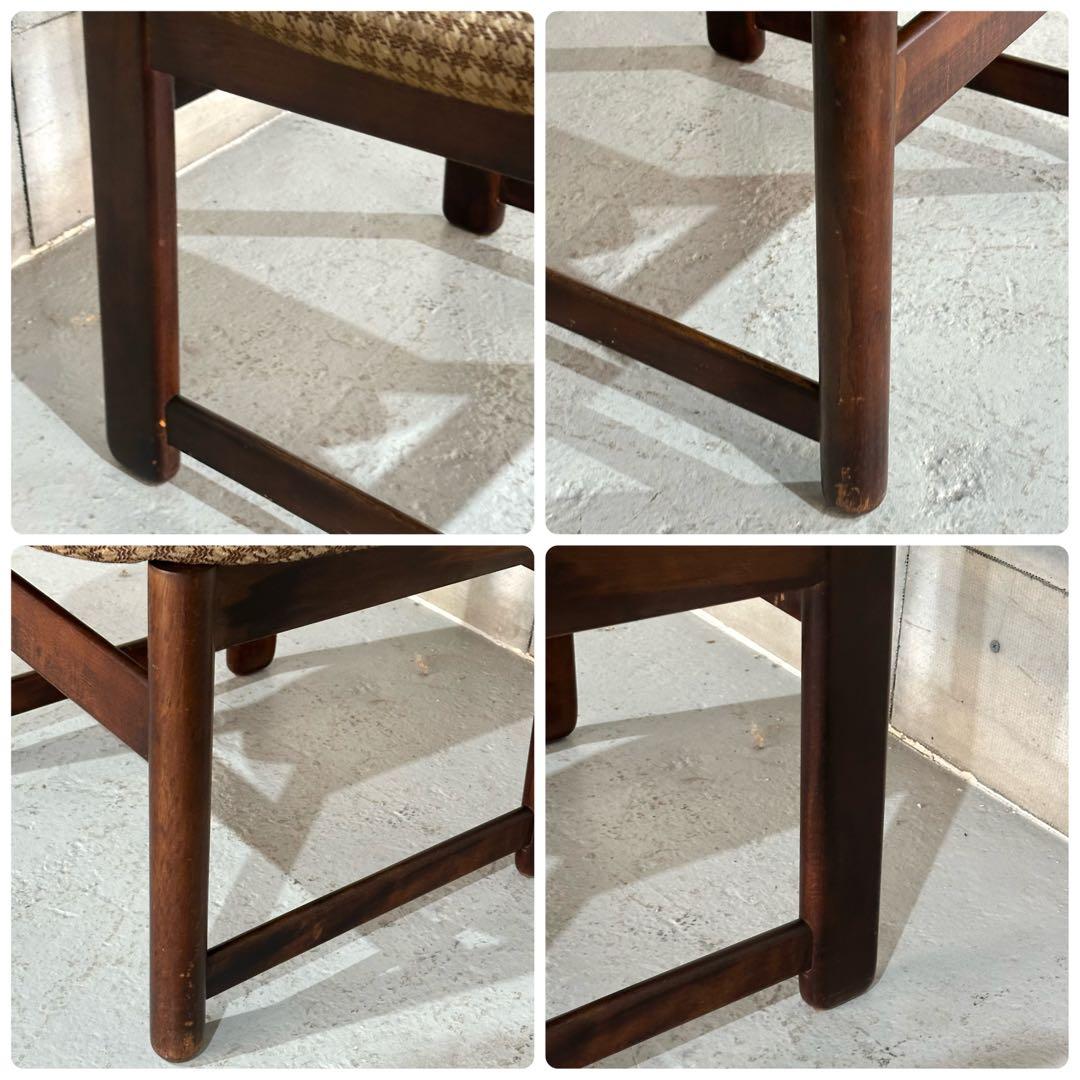 ✿70s✿ 昭和レトロ カリモク ヴィンテージチェア ファブリック 千鳥格子