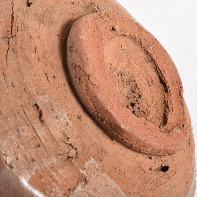 茶道具　徳川中期　織部焼　鳴海織部　沓形茶碗　時代箱　V　R8558