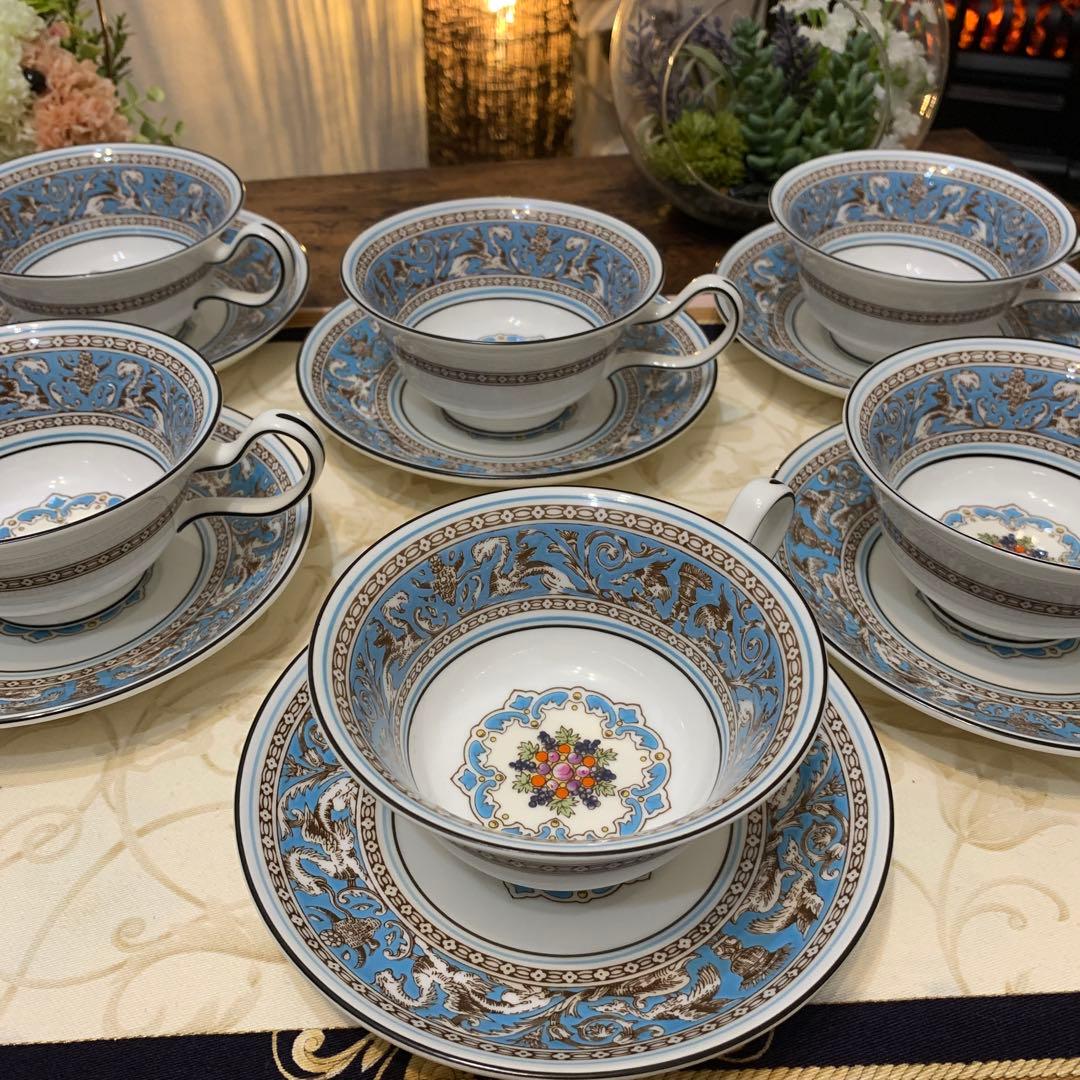 未使用ウェッジウッド フロレンティーン　ターコイズ　カップ＆ソーサー　プレート