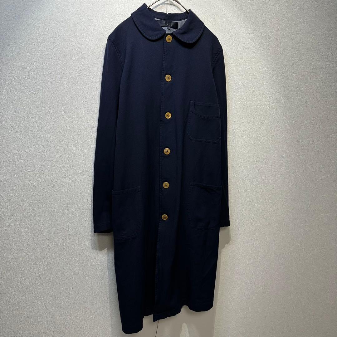希少 美品 04年製 コムデギャルソン ポリ縮絨 丸襟 ステンカラーコート M