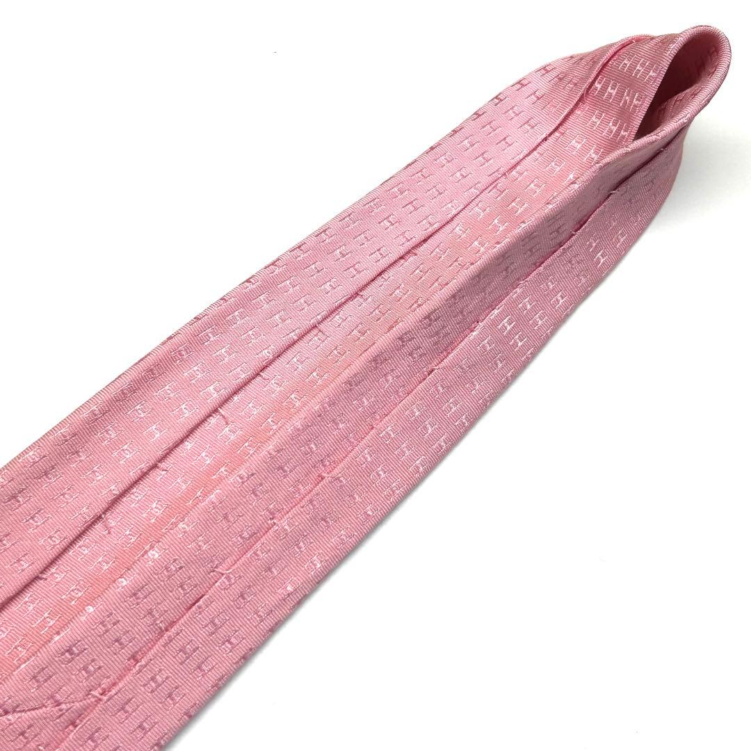 【王道✨】エルメス ネクタイ ピンク ファソネ H柄 総柄 最高級シルク