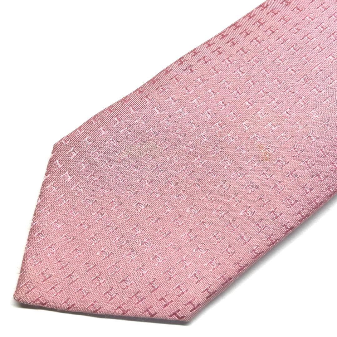 【王道✨】エルメス ネクタイ ピンク ファソネ H柄 総柄 最高級シルク