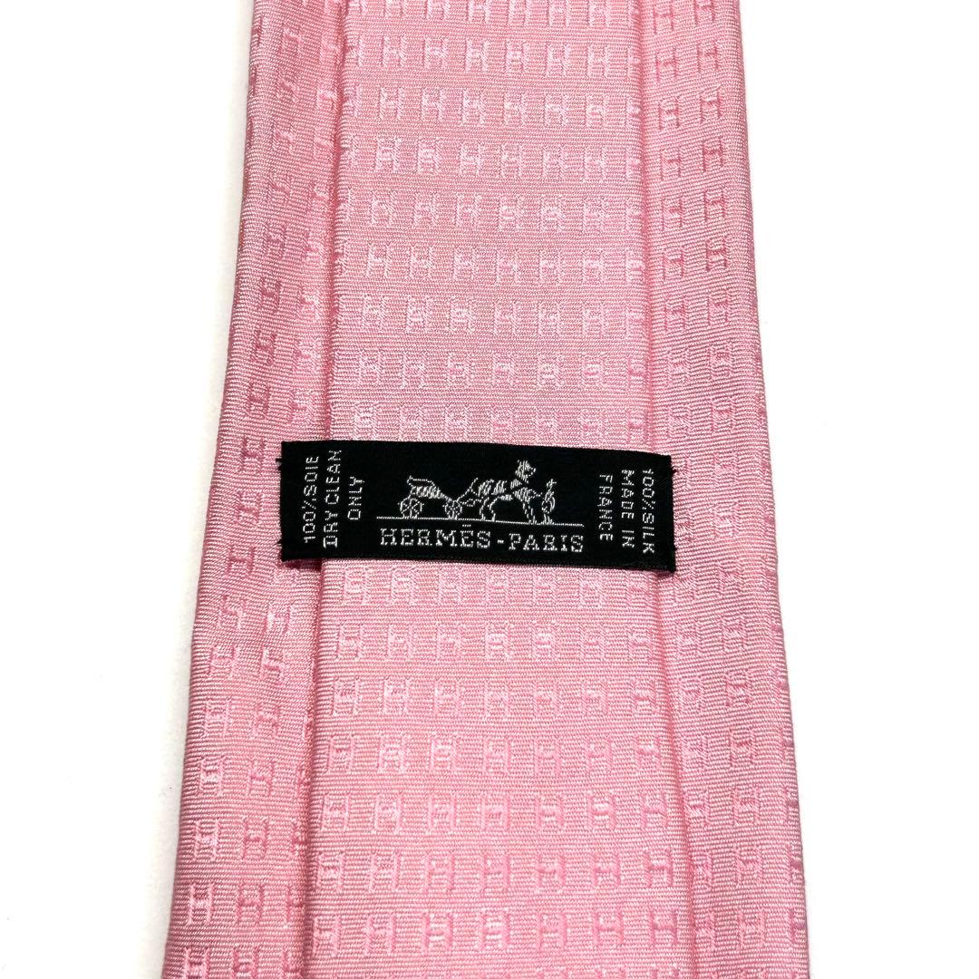 【王道✨】エルメス ネクタイ ピンク ファソネ H柄 総柄 最高級シルク