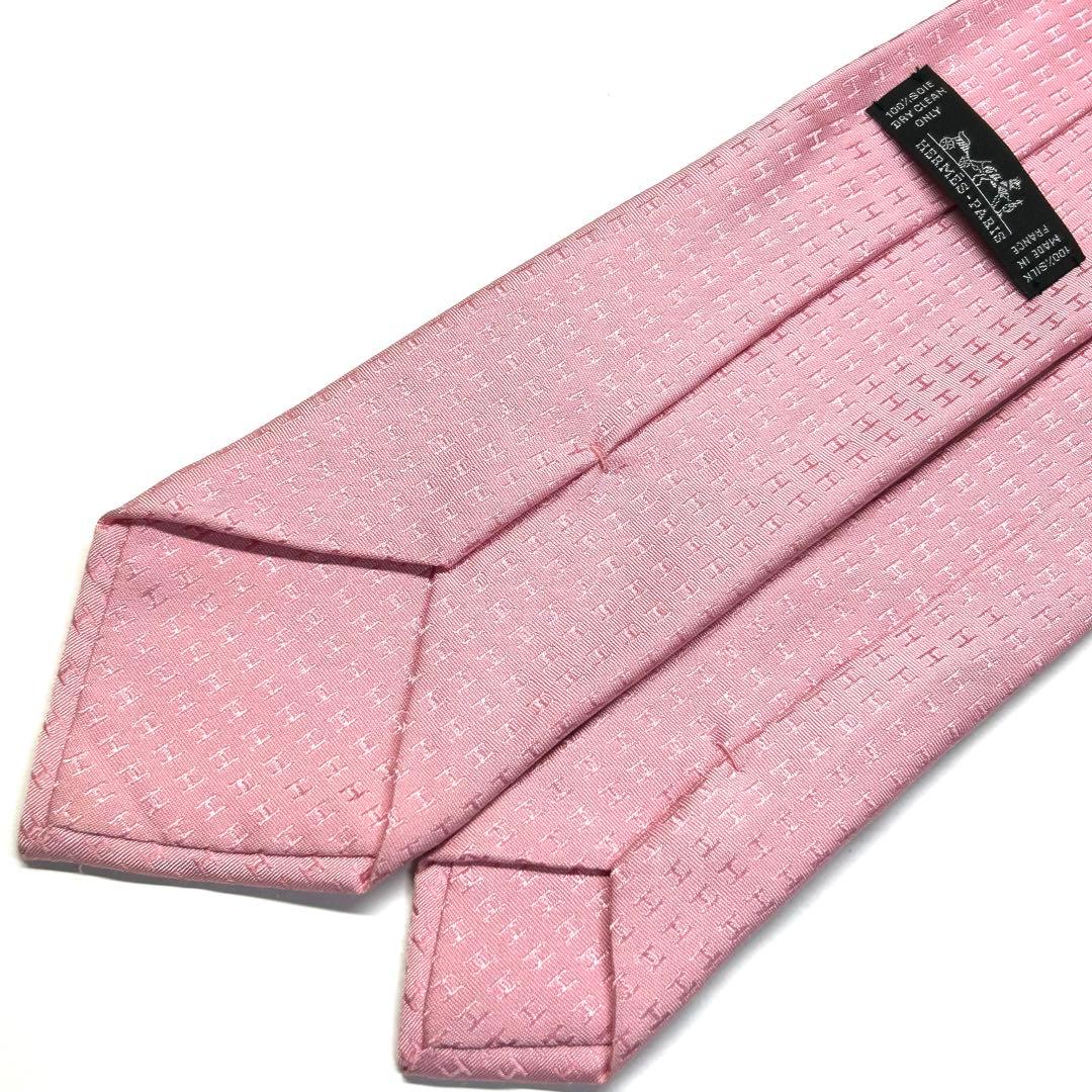 【王道✨】エルメス ネクタイ ピンク ファソネ H柄 総柄 最高級シルク