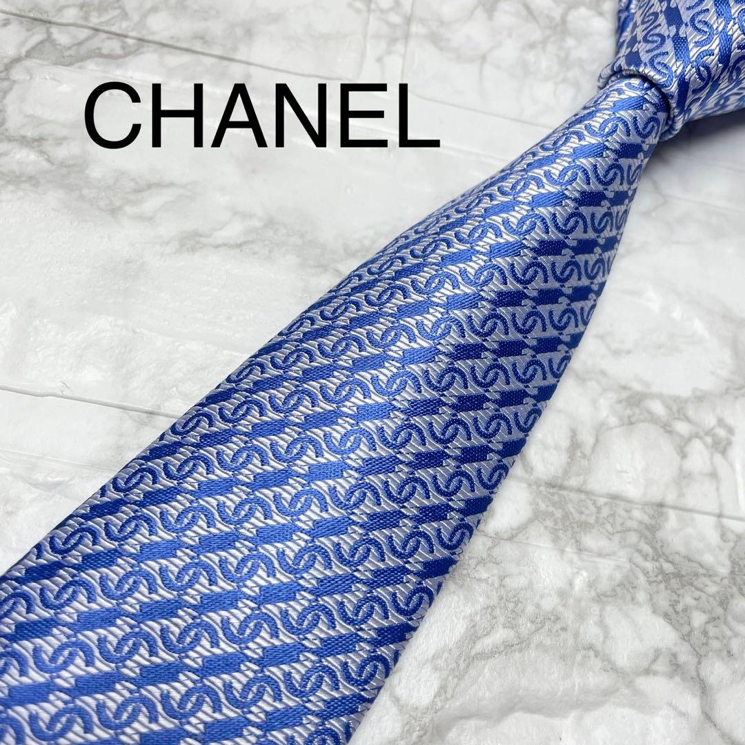 箱付き　未使用　CHANEL シャネル　ネクタイ　ココマーク　ブルー　スーツ